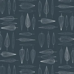 Gardintyger Mönstrade|Arvidssons Textil<Arvidssons textil Frostblad blå tyg – metervara med bladmotiv