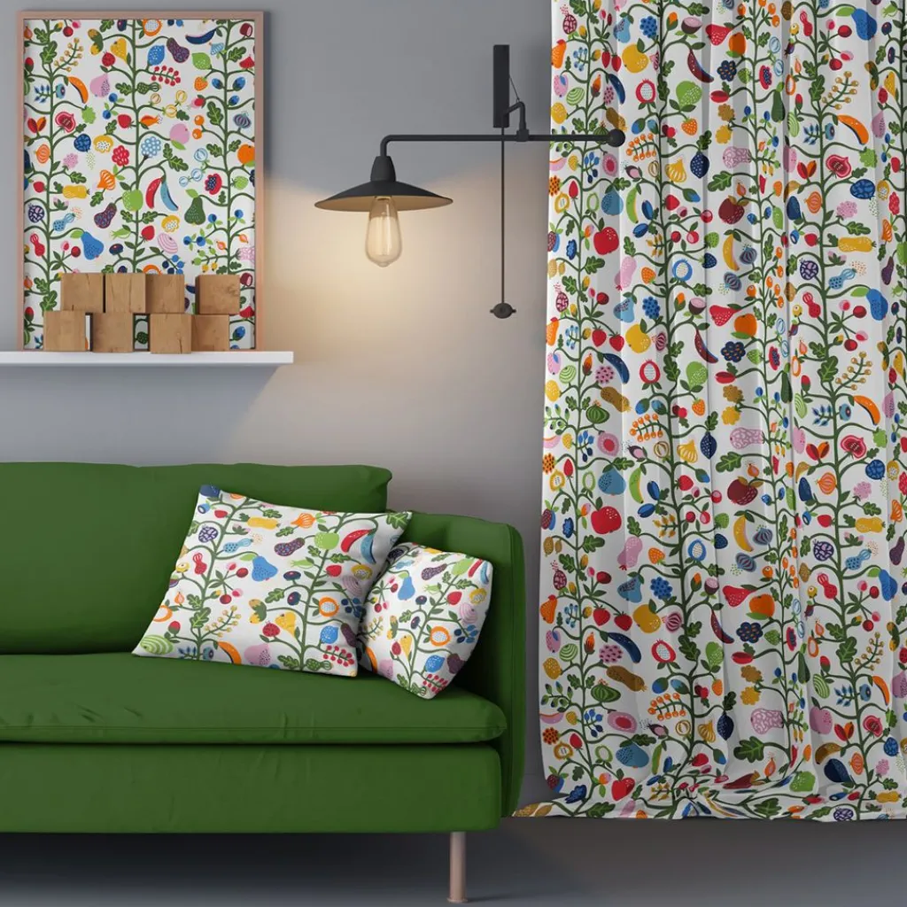 Gardiner Mönstrade<Arvidssons textil Fruktträd multi gardiner