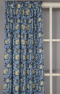 Gardiner Mönstrade<Nordisk Textil Grace blå gardiner - Klassisk blommig Arts and Crafts design