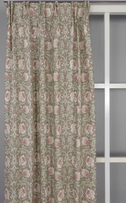 Gardiner Mönstrade<Nordisk Textil Grace brun gardiner - Klassisk blommig Arts and Crafts design