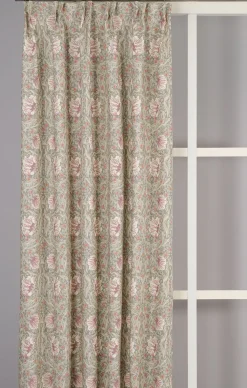 Gardiner Mönstrade<Nordisk Textil Grace dimmgrön gardiner - Klassisk blommig Arts and Crafts design