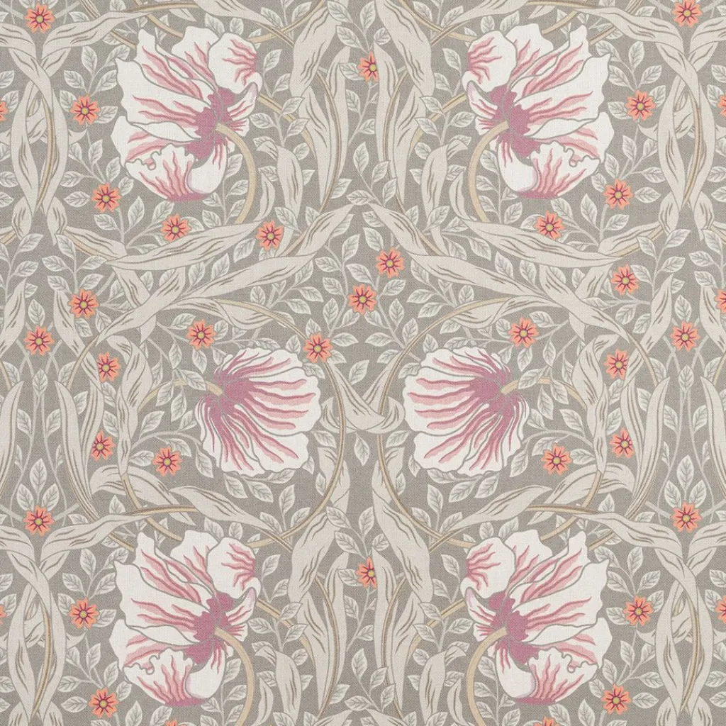 Arts & Crafts Tyger|Gardintyger Mönstrade<Nordisk Textil Grace dimmgrön tyg - Klassisk blommig Arts and Crafts design