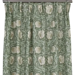 Gardiner Mönstrade<Nordisk Textil Grace grön gardiner - Klassisk blommig Arts and Crafts design