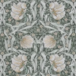 Arts & Crafts Tyger|Mönstrade Möbeltyger<Nordisk Textil Grace grön gobeläng - Klassisk blommig Arts and Crafts design
