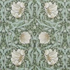Arts & Crafts Tyger|Gardintyger Mönstrade< Grace grön tyg - Klassisk blommig Arts and Crafts design