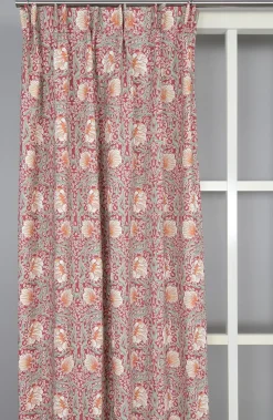 Gardiner Mönstrade|Julgardiner<Nordisk Textil Grace röd gardiner - Klassisk blommig Arts and Crafts design