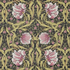Arts & Crafts Tyger|Gardintyger Mönstrade< Grace rosa/grön tyg - Klassisk blommig Arts and Crafts design