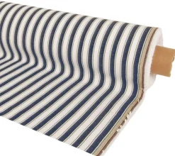 Randiga Möbeltyger|Rutor & Ränder<Nordisk Textil Harlow marinblått randigt tyg