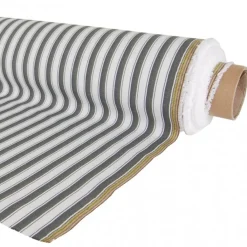 Randiga Möbeltyger|Rutor & Ränder<Nordisk Textil Harlow mörkgrå-vit randigt tyg