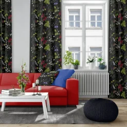 Gardintyger Mönstrade|Arvidssons Textil<Arvidssons textil Himlajorden svart tyg