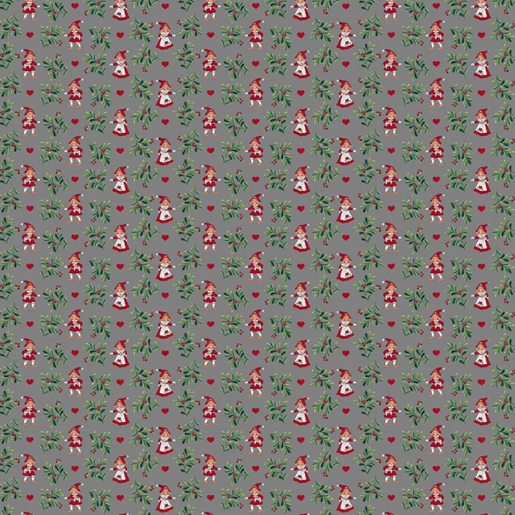 Gardintyger Mönstrade|Arvidssons Textil<Arvidssons textil Hjärtans jul grå