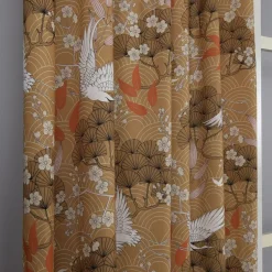 Gardiner Mönstrade<Nordisk Textil Hokkaido gardin – Japanskt mönster i varm bronsfärg