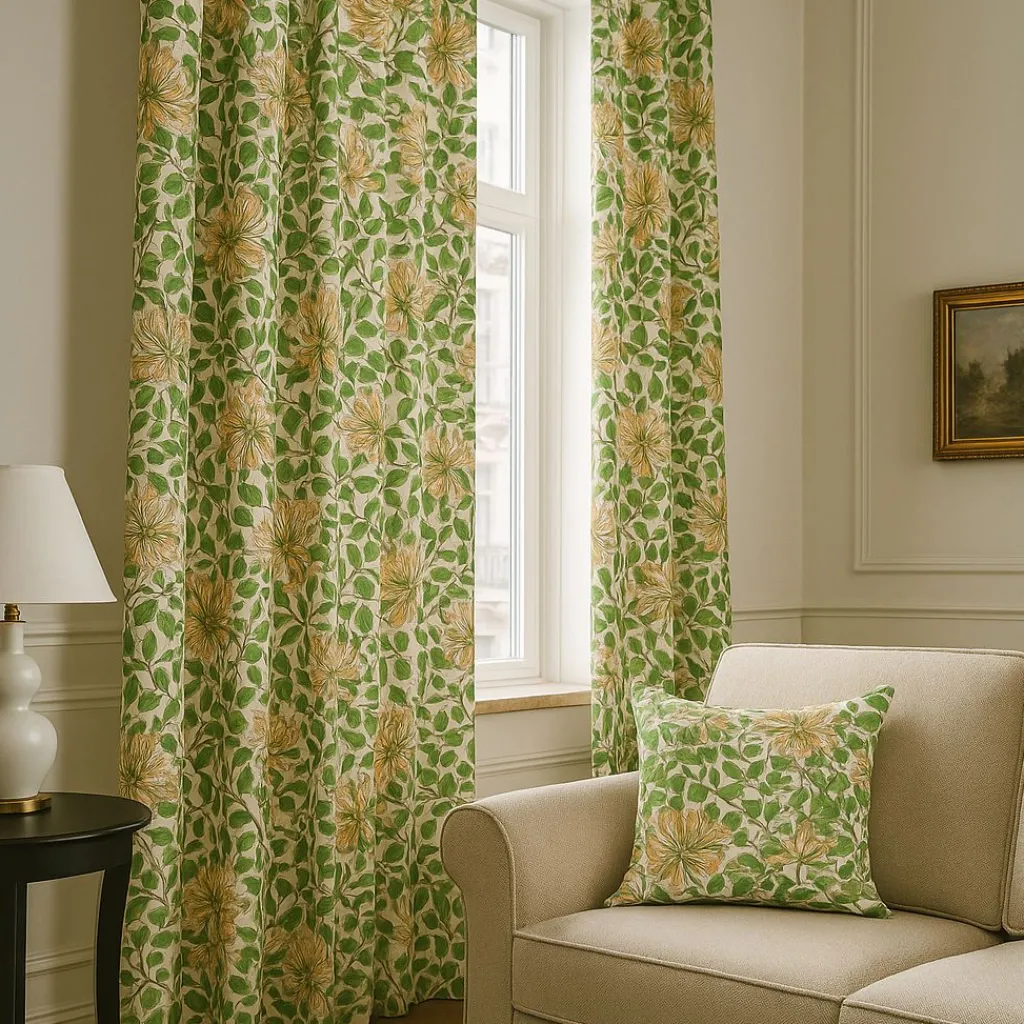 Gardiner Mönstrade<Nordisk Textil Honeysuckle aprikos gardiner
