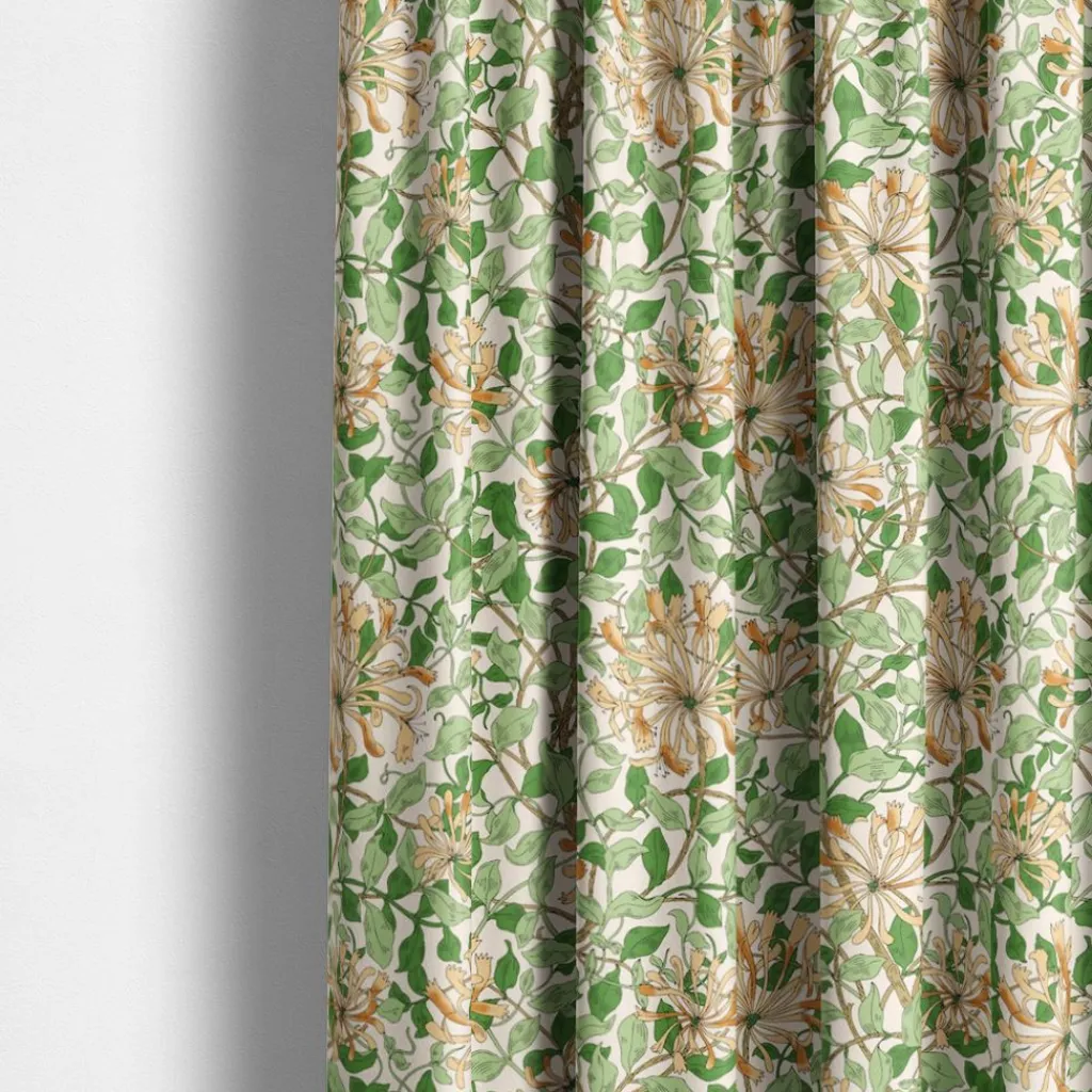Arts & Crafts Tyger|Gardintyger Mönstrade<Nordisk Textil Honeysuckle aprikos gardintyg