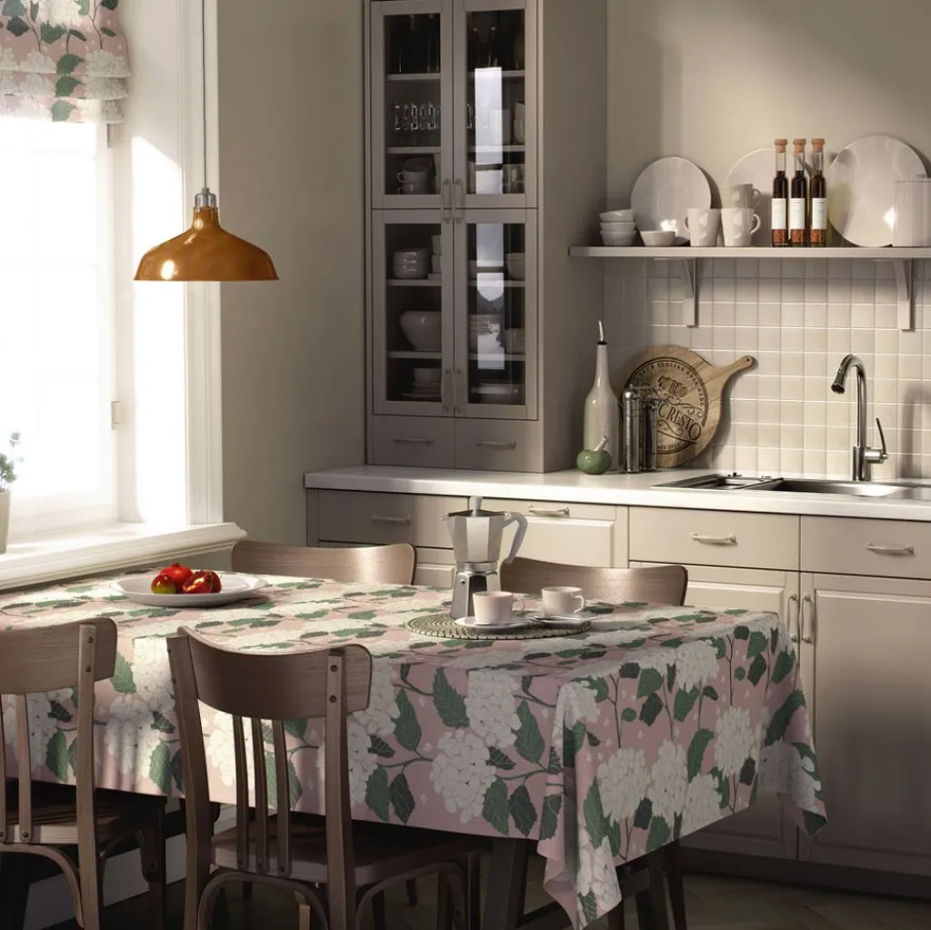 Bordsduk<Arvidssons textil Hortensia rosa bordsduk