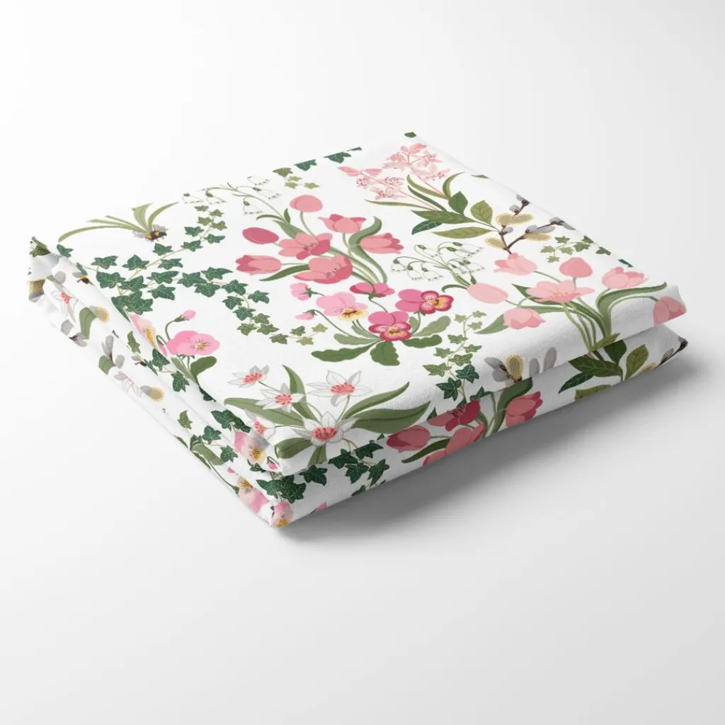 Bordsduk<Arvidssons textil Humlegården rosa-grön bordsduk