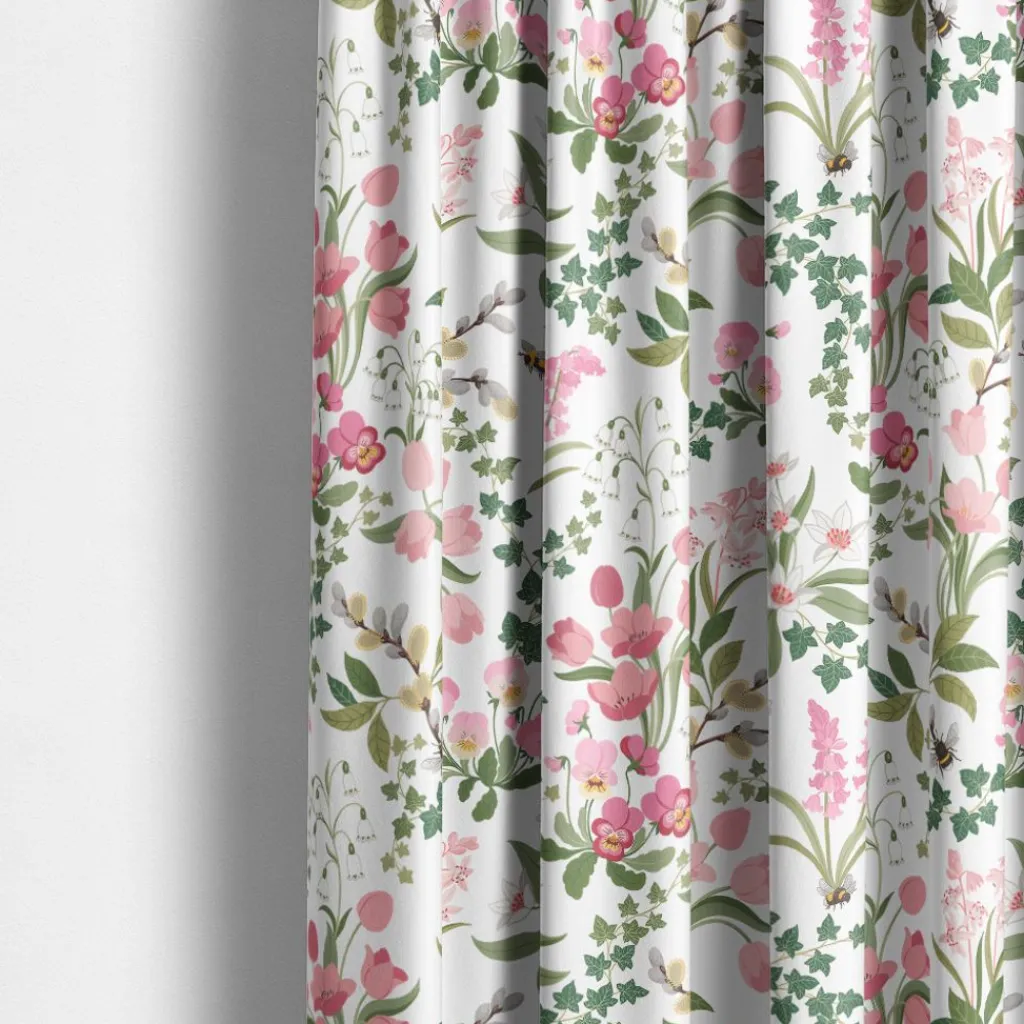 Gardiner Mönstrade<Arvidssons textil Humlegården rosa-grön gardiner