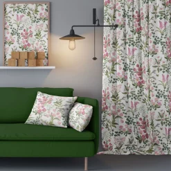 Gardiner Mönstrade<Arvidssons textil Humlegården rosa-grön gardiner
