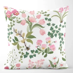 Mönstrade Kuddfodral<Arvidssons textil Humlegården rosa-grön kuddfodral