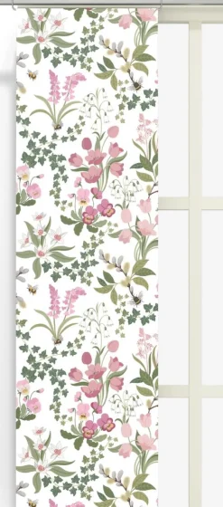 Panelgardiner<Arvidssons textil Humlegården rosa-grön panelgardiner