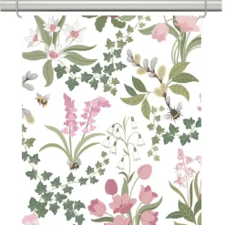 Panelgardiner<Arvidssons textil Humlegården rosa-grön panelgardiner