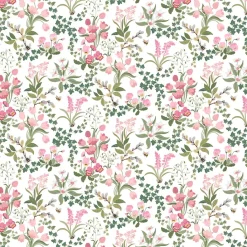 Gardintyger Mönstrade|Arvidssons Textil<Arvidssons textil Humlegården rosa-grön tyg med charmigt blomstermotiv