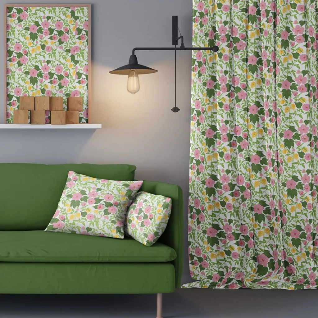Gardiner Mönstrade<Arvidssons textil Husknuten rosa gardiner