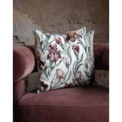 Mönstrade Kuddfodral<Fondaco Iris offwhite kuddfodral 48x48cm vackra irisblommor i milda färger