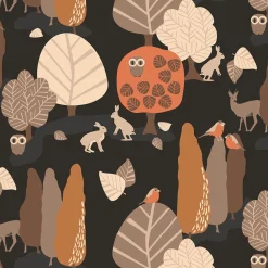 Gardintyger Mönstrade|Arvidssons Textil<Arvidssons textil I Skogskanten brun tyg