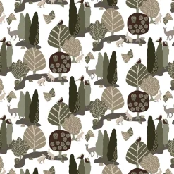 Gardintyger Mönstrade|Arvidssons Textil<Arvidssons textil I Skogskanten grön tyg