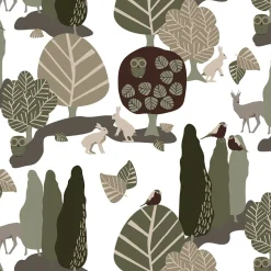 Gardintyger Mönstrade|Arvidssons Textil<Arvidssons textil I Skogskanten grön tyg
