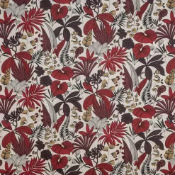 Gardintyger Mönstrade<Nordisk Textil Jakarta röd – gradintyg och tropiskt mönster
