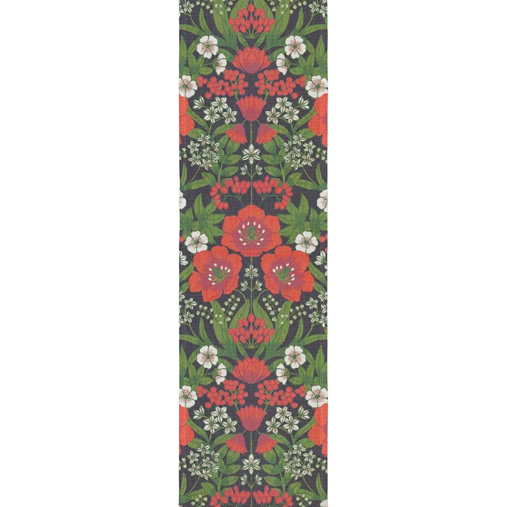 Juldukar|Bordslöpare<Ekelund Julblommor löpare 35x120 - s Linneväveri