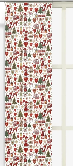 Julgardiner|Panelgardiner<Arvidssons textil Julstök vit panelgardiner