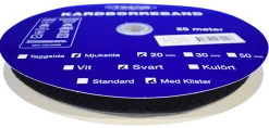 Kardborreband< Kardborreband mjuk klister svart 20mm - 25m rulle