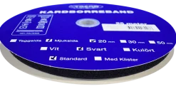 Kardborreband< Kardborreband mjuk svart 20mm - 25m rulle