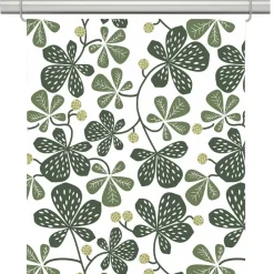 Panelgardiner<Arvidssons textil Kastanjer grön panelgardiner med naturinspirerat bladmönster