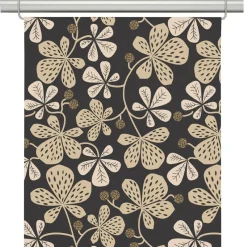 Panelgardiner<Arvidssons textil Kastanjer grå panelgardiner med stilrent bladmönster