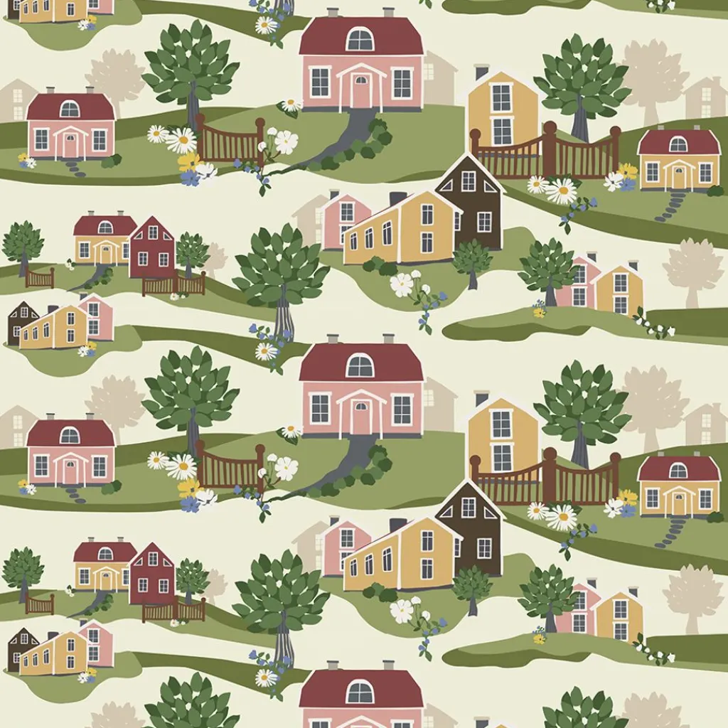 Gardintyger Mönstrade|Arvidssons Textil<Arvidssons textil Katthult gul-grön tyg
