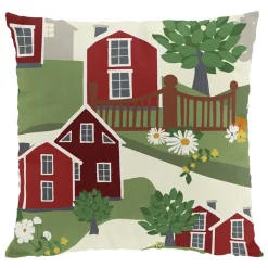 Mönstrade Kuddfodral<Arvidssons textil Katthult röd kuddfodral