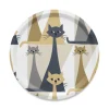 Brickor<Arvidssons textil Kitty beige-grå rund bricka – Charmigt retroinspirerat kattmotiv