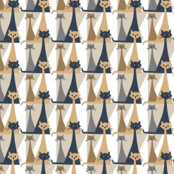 Gardintyger Mönstrade|Arvidssons Textil<Arvidssons textil Kitty beige-grå tyg med retro katter