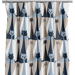 Gardiner Mönstrade<Arvidssons textil Kitty blå gardiner med retro katter