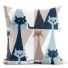 Mönstrade Kuddfodral<Arvidssons textil Kitty blå kuddfodral med retro katter