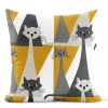 Mönstrade Kuddfodral<Arvidssons textil Kitty gul kuddfodral med retro katter