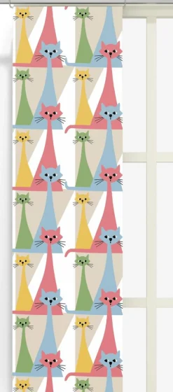 Panelgardiner<Arvidssons textil Kitty multi panelgardiner med retro katter