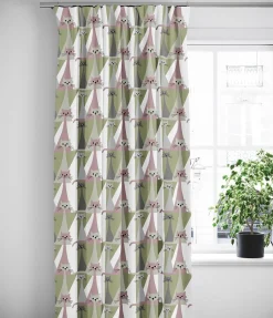 Gardiner Mönstrade<Arvidssons textil Kitty rosa gardiner med retro katter