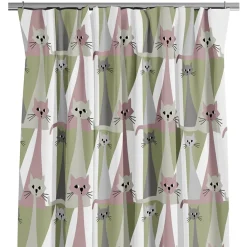 Gardiner Mönstrade<Arvidssons textil Kitty rosa gardiner med retro katter