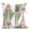 Mönstrade Kuddfodral<Arvidssons textil Kitty rosa kuddfodral med retro katter