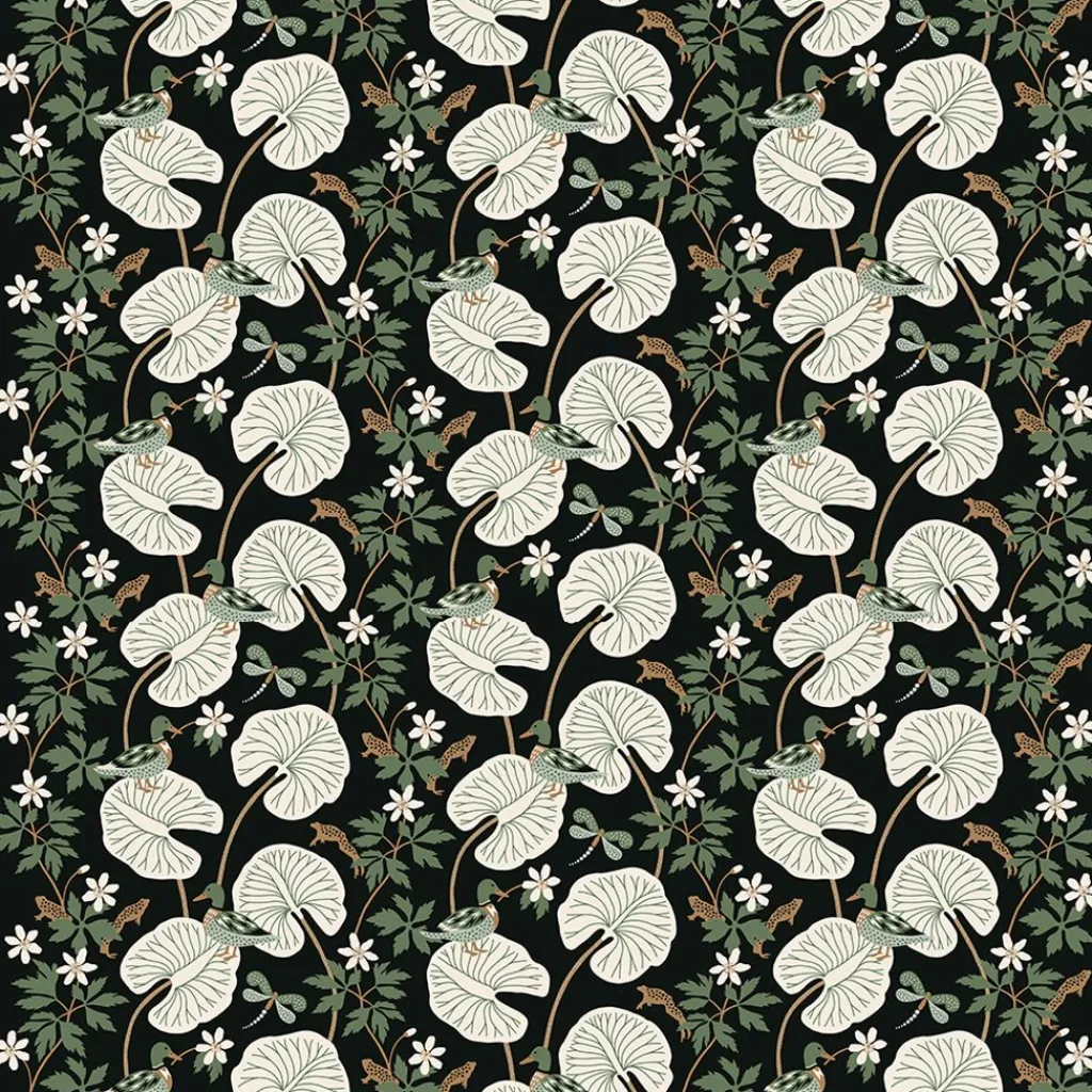 Gardintyger Mönstrade|Arvidssons Textil<Arvidssons textil Kärrleken svart tyg